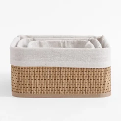 Komplet 3 koszy bambusowych białych