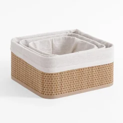 Komplet 3 koszy bambusowych białych