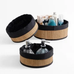 Komplet 3 koszy bambusowych okrągłe