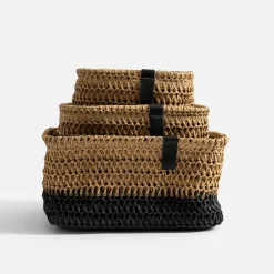 Komplet 3 koszy do przechowywania brązowo-czarny