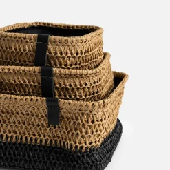 Komplet 3 koszy do przechowywania brązowo-czarny