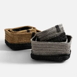 Komplet 3 koszy do przechowywania szaro-czarny