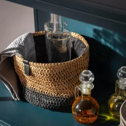 Komplet 3 koszy do przechowywania okrągłe brązowo-czarny