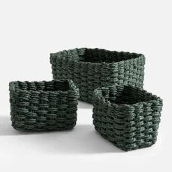 Komplet 3 koszy do przechowywania, zielony