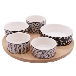 Komplet 5 misek na bambusowej podstawie 24,5 cm