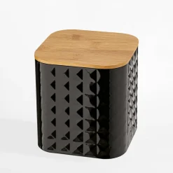 Komplet 3 pojemników czarnych GEOMETRIC 11,5x11,5x12,3 cm