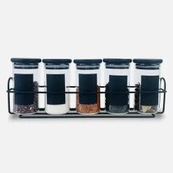 Komplet 5 pojemników do przypraw na stojaku 160 ml