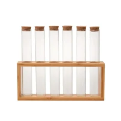 Komplet 6 przyprawników na bambusowym stojaku 100 ml