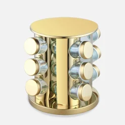 Komplet 12 przyprawników na stojaku złoty 90 ml