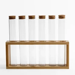 Komplet 6 przyprawników na bambusowym stojaku 110 ml