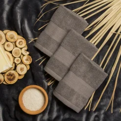 Komplet 3 ręczników bawełnianych szarych 30x30 cm