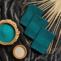 Komplet 3 ręczników bawełnianych turkus 30x30 cm