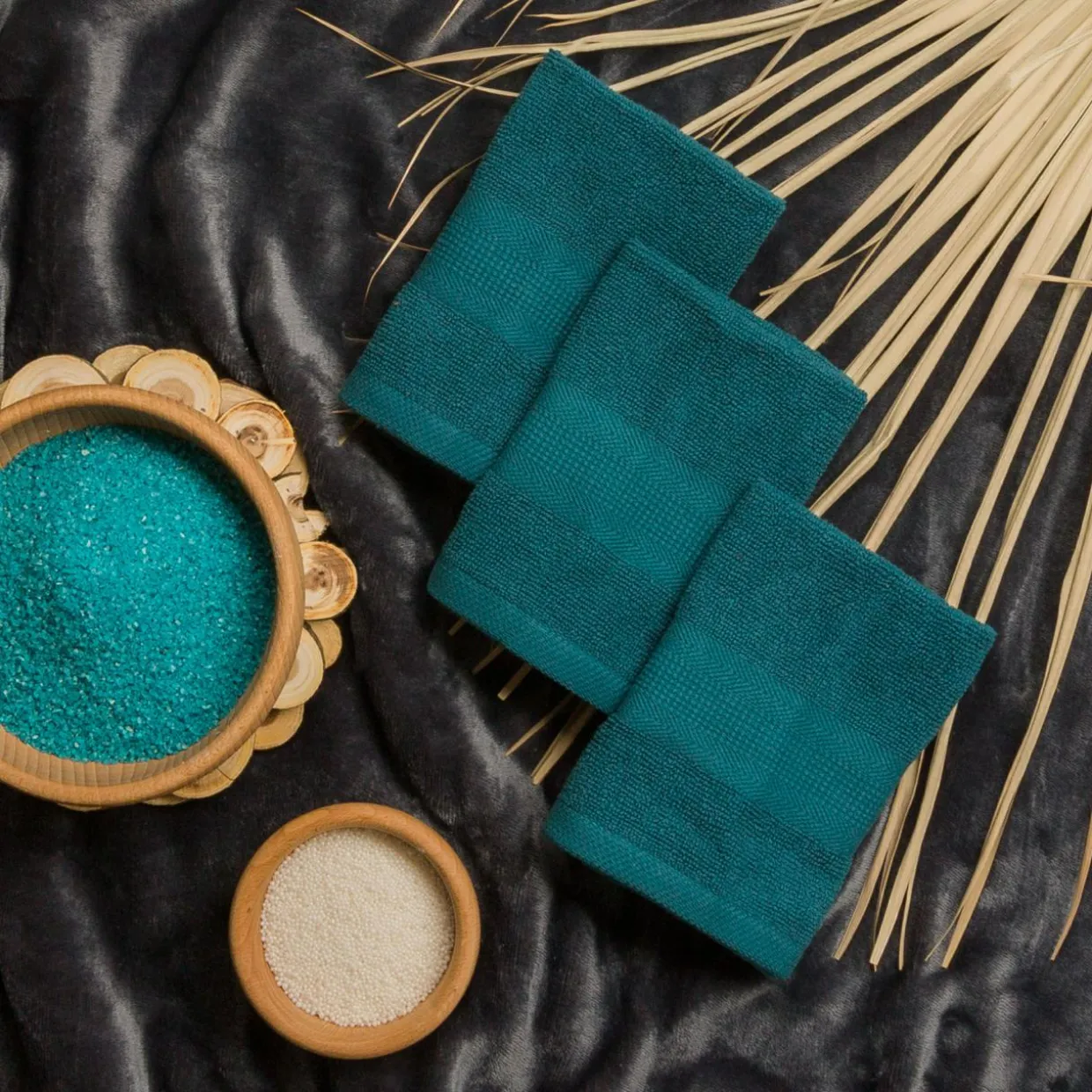 Komplet 3 ręczników bawełnianych turkus 30x30 cm