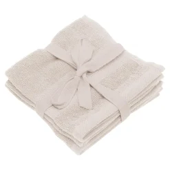 Komplet 3 ręczników bawełnianych beżowych 30x30 cm