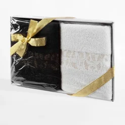 Komplet 2 ręczników biały/czarny BLINK 50x90 cm