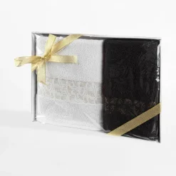 Komplet 2 ręczników biały/czarny BLINK