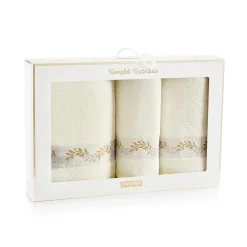 Komplet 3 ręczników ecru BOTANIC