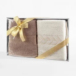 Komplet 2 ręczników kremowy/beżowy GLOW 50x90 cm