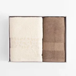 Komplet 2 ręczników kremowy/beżowy BLINK