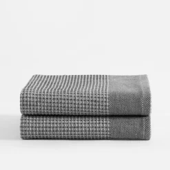 Komplet 2 ręczników kuchennych ciemnoszare 40x60 cm