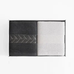 Komplet 2 ręczników srebrny/stalowy GLOW 50x90 cm