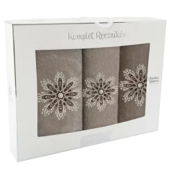 Komplet 3 ręczników z bawełny egipskiej nugat ROZETA