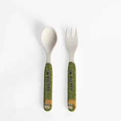Komplet 2 sztućców dla dzieci ŻYRAFA widelec i łyżka