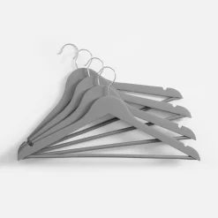 Komplet 4 wieszaków drewnianych szare