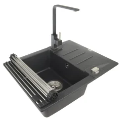 Komplet – zlewozmywak CANTO 30 z baterią GALLA i matą ALLROUND czarny