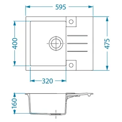 Komplet - zlewozmywak CANTO 30 ROYAL z baterią QUEEN