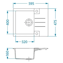 Komplet - zlewozmywak CANTO 30 ROYAL z baterią QUEEN