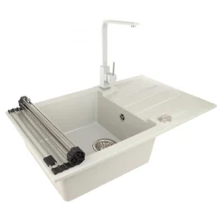 Komplet - zlewozmywak CANTO 130 z baterią GALLA i matą ALLROUND beton