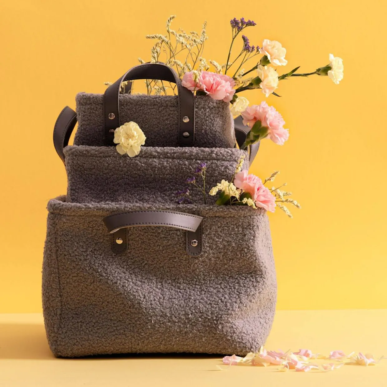 Komplet koszy do przechowywania szare, 3 sztuki