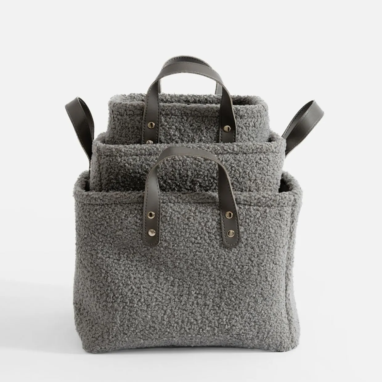 Komplet koszy do przechowywania szare, 3 sztuki