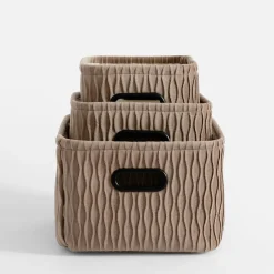 Komplet koszy do przechowywania beżowy, 3 sztuki