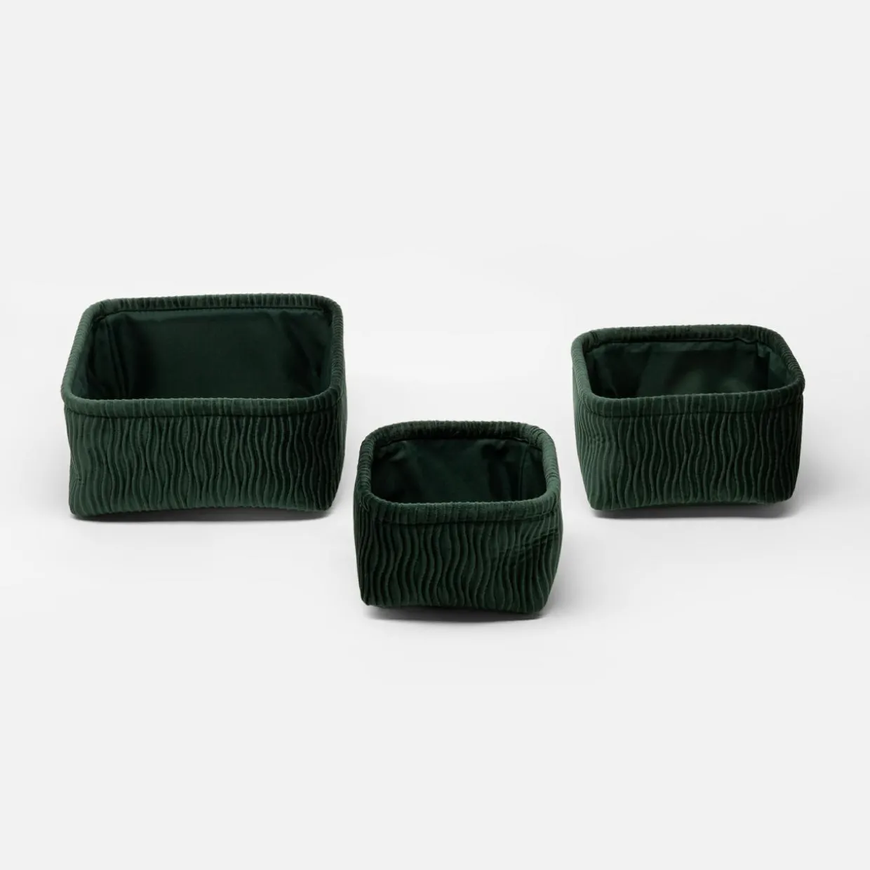 Komplet koszy do przechowywania zielony, 3 sztuki