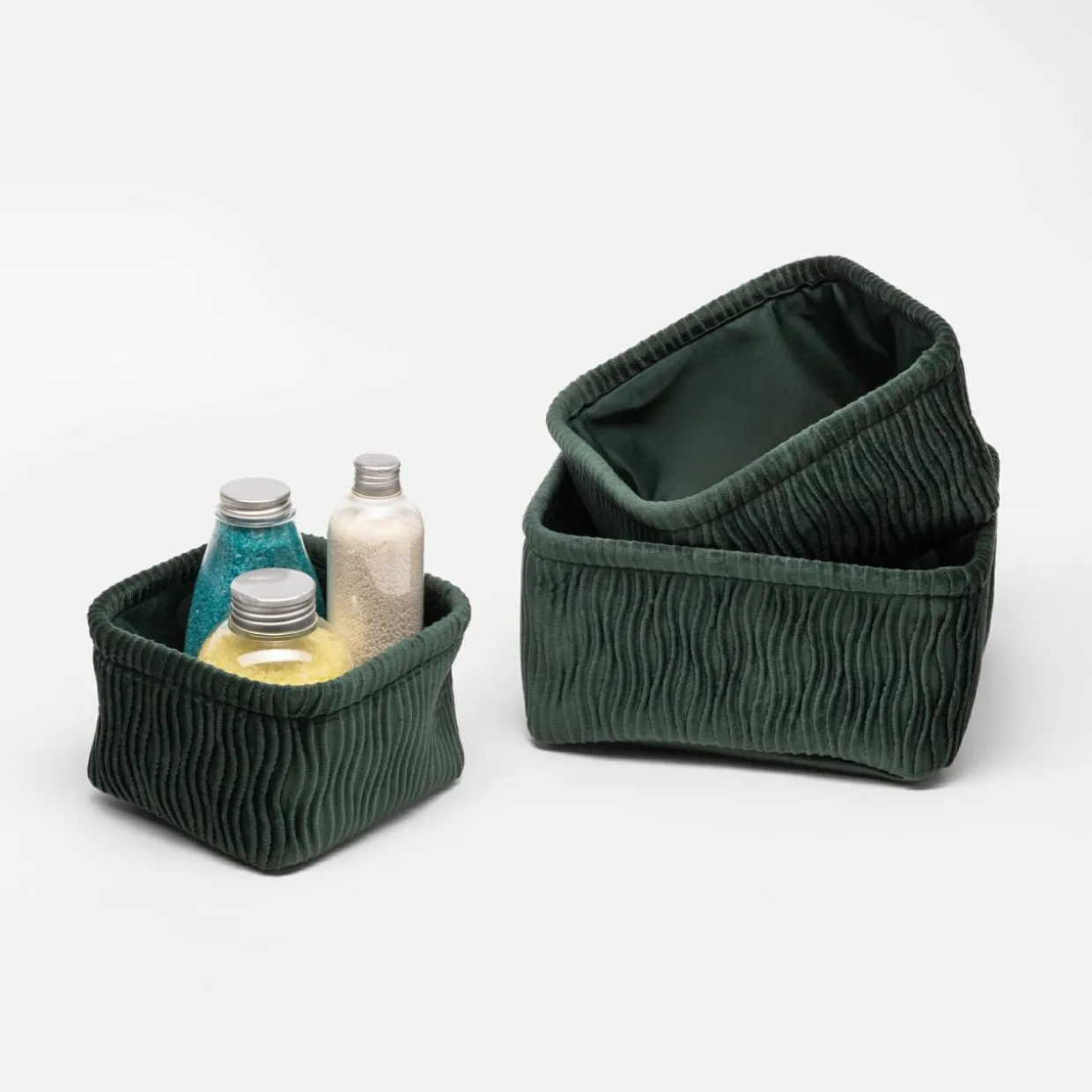 Komplet koszy do przechowywania zielony, 3 sztuki