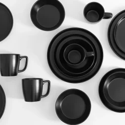 Komplet obiadowo-kawowy czarny MATTEO, 16 elementów