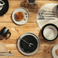 Komplet obiadowo-kawowy czarny MATTEO, 16 elementów