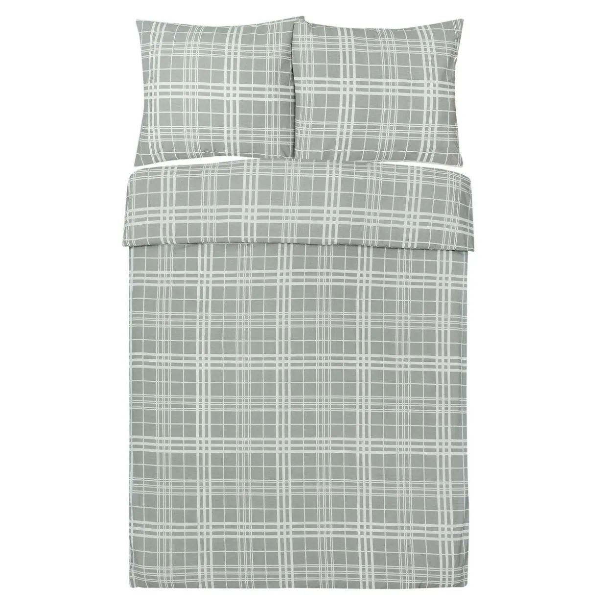 Komplet pościeli w kratę szary GRID 200x220 cm