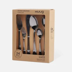 Komplet sztućców czarnych LUCE, 24 elementy