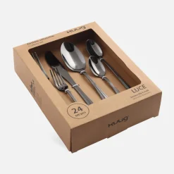 Komplet sztućców czarnych LUCE, 24 elementy