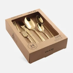 Komplet sztućców złotych LUCE, 24 elementy