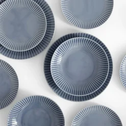 Komplet talerzy szaro-niebieski DAISY SEASIDE 18 el.