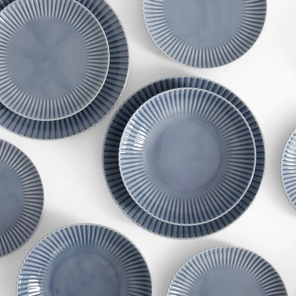 Komplet talerzy szaro-niebieski DAISY SEASIDE 18 el.