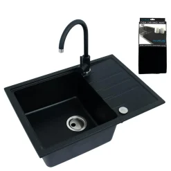 Komplet zlewozmywak granitowy ORLANDO 40 z baterią i matą ociekową czarny