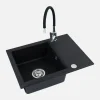 Komplet zlewozmywak granitowy czarny ALVEUS SHOT 59X44 z baterią elastyczną