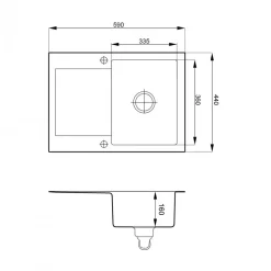 Komplet zlewozmywak granitowy czarny ALVEUS SHOT 59X44 z baterią elastyczną