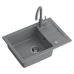 Komplet zlewozmywak QUADRON szary SMART 1K/Z/K/O 62X44 z szarą baterią