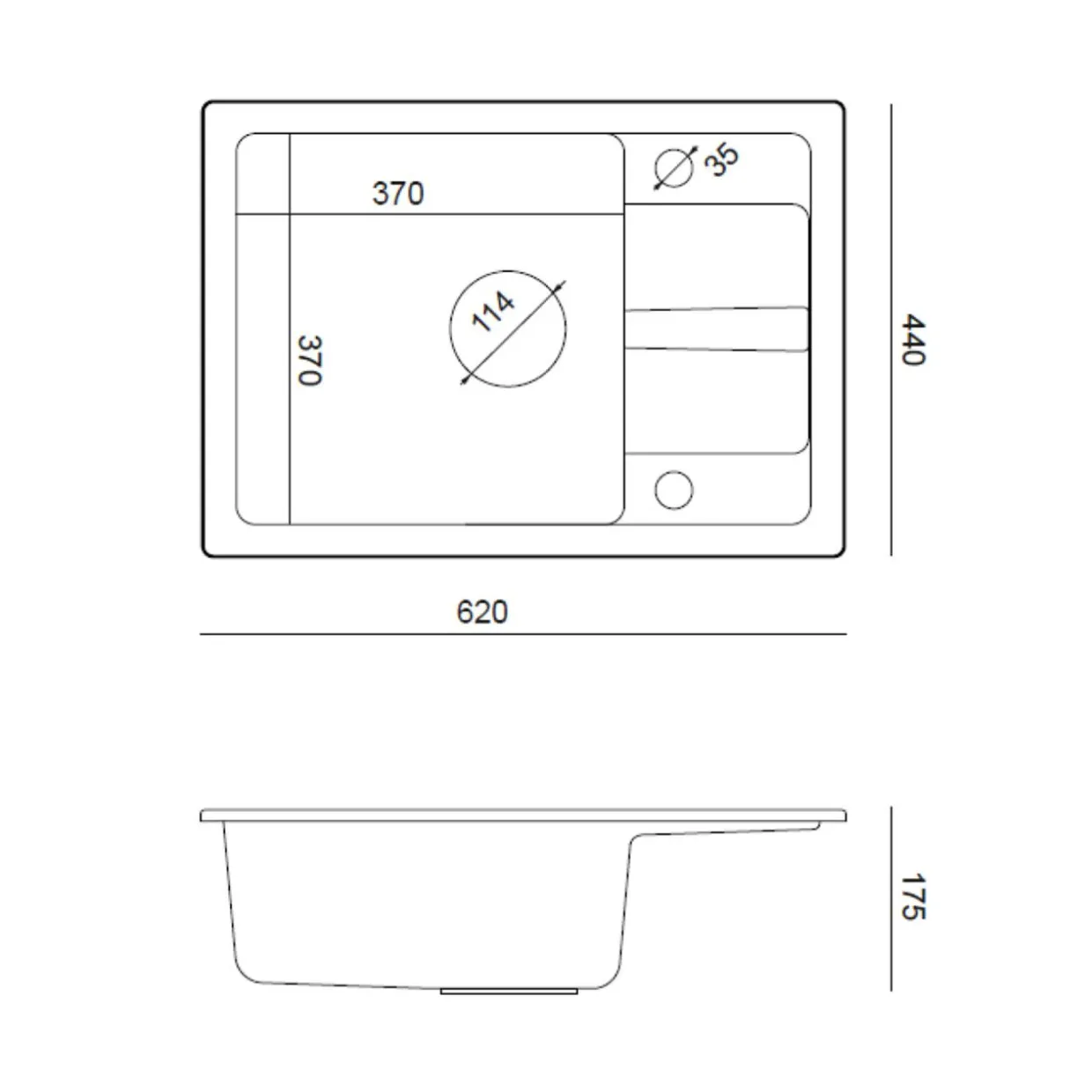 Komplet zlewozmywak QUADRON szary SMART 1K/Z/K/O 62X44 z szarą baterią
